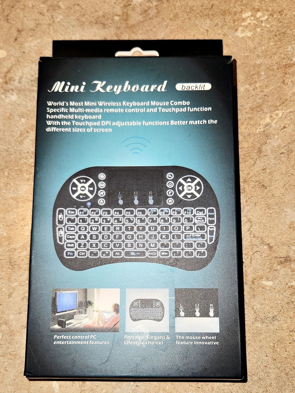 backlit Mini Keyboard Wireless Touchpad Black